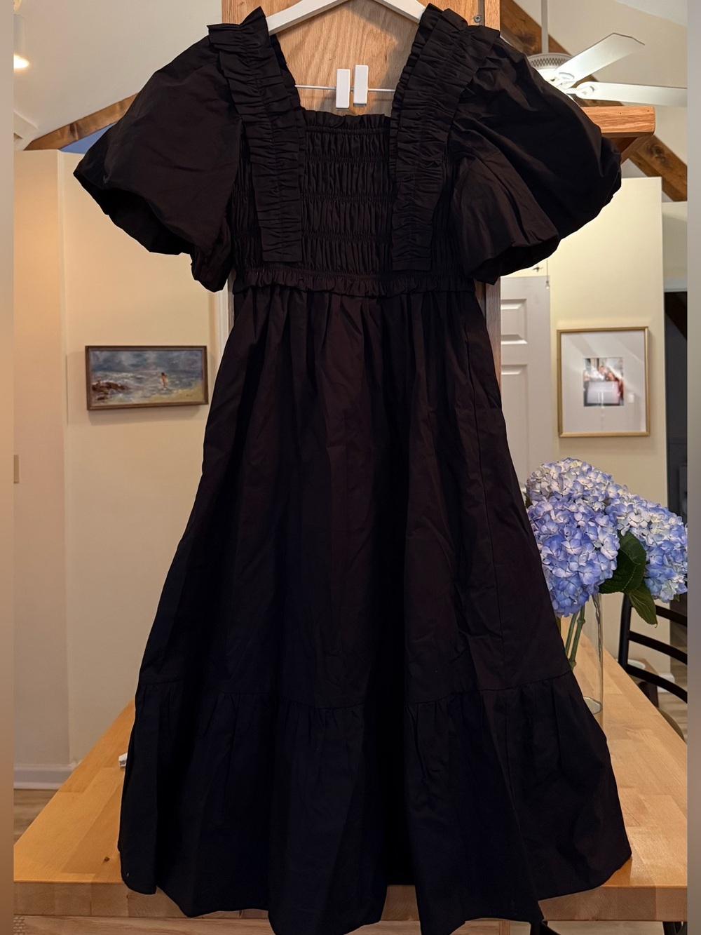 English Factory Ruffled Smocked Midi Dress